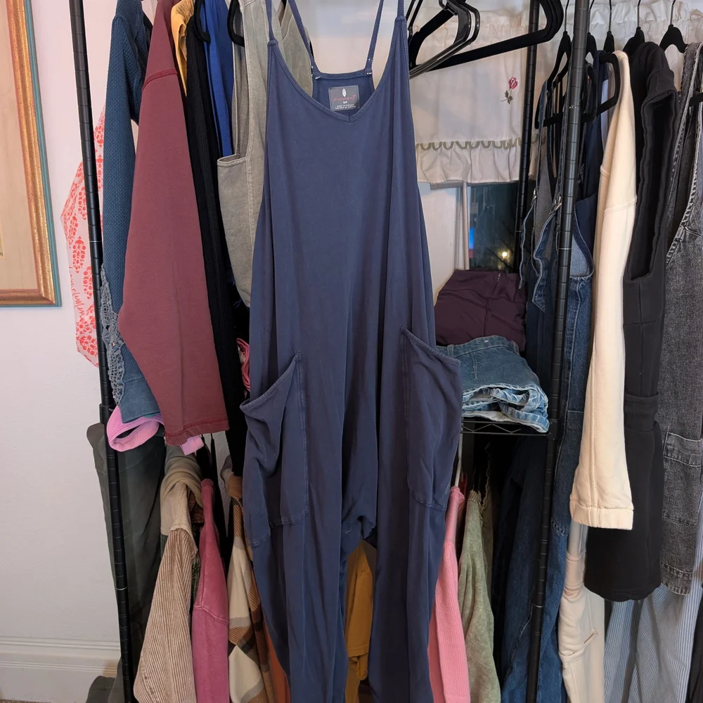 Navy Blue Jumpsuit with Pockets - Picture 4 of 6